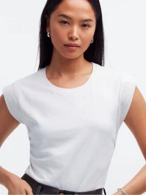 Madewell Ivory Side Cinch Muscle Tee Size XL NWOT